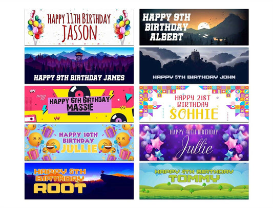 Personalised Birthday Banners Generic Design Children Kids Party Decoration 50