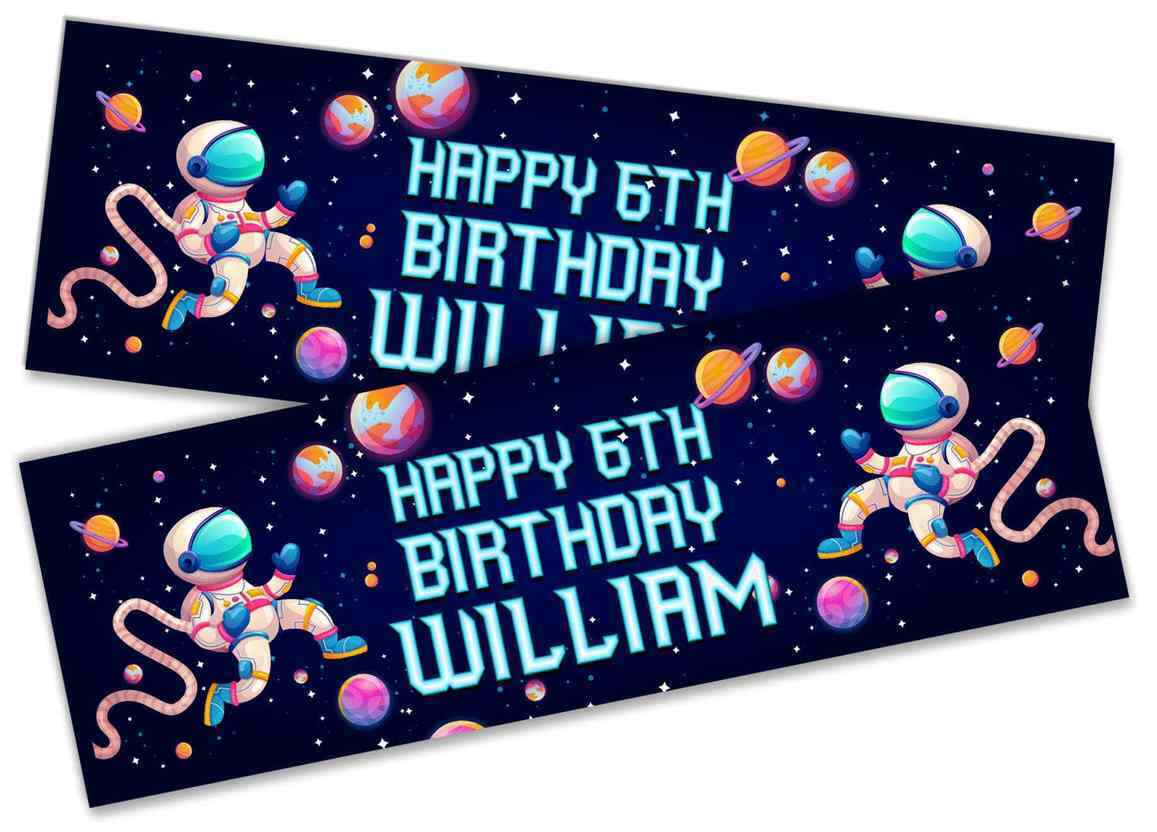 Personalised Birthday Banners Space Design Children Kids Party Decoration 88