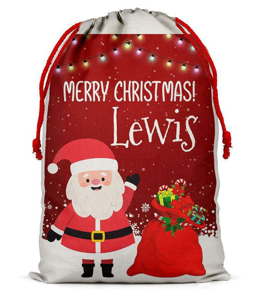 Personalised Christmas Sack Santa Bag Xmas Boy Girl Gift Stocking Bag 487