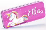 Personalised Any Name Unicorn Pencil Case Tin Girls School Kids Stationary 3