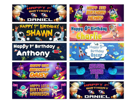 Personalised Birthday Banners Space Design Children Kids Party Decoration 2