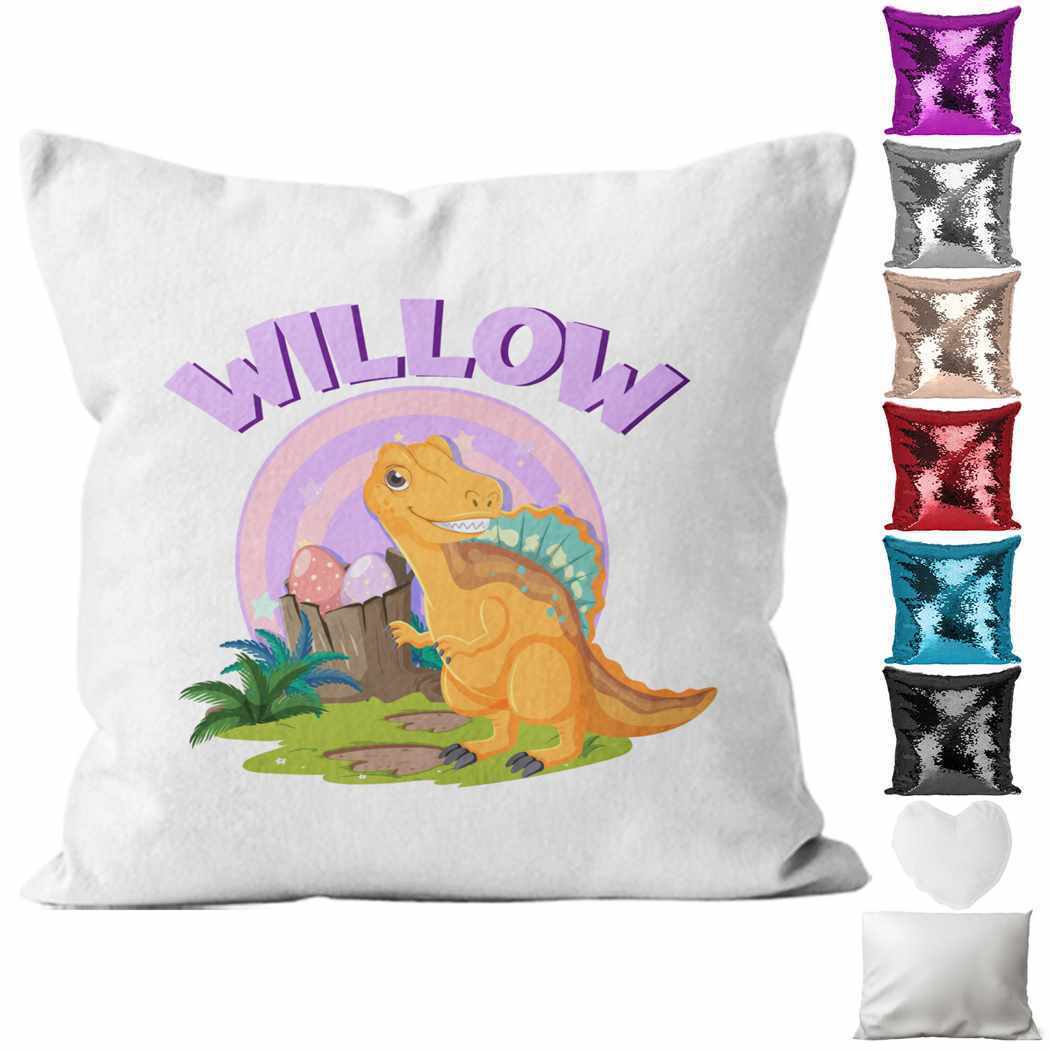 Personalised Cushion Dinosaur Sequin Cushion Pillow Printed Birthday Gift 20