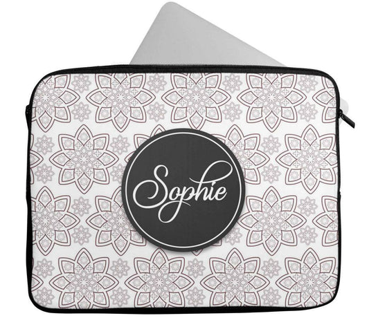 Personalised Any Name Floral Design Laptop Case Sleeve Tablet Bag 82