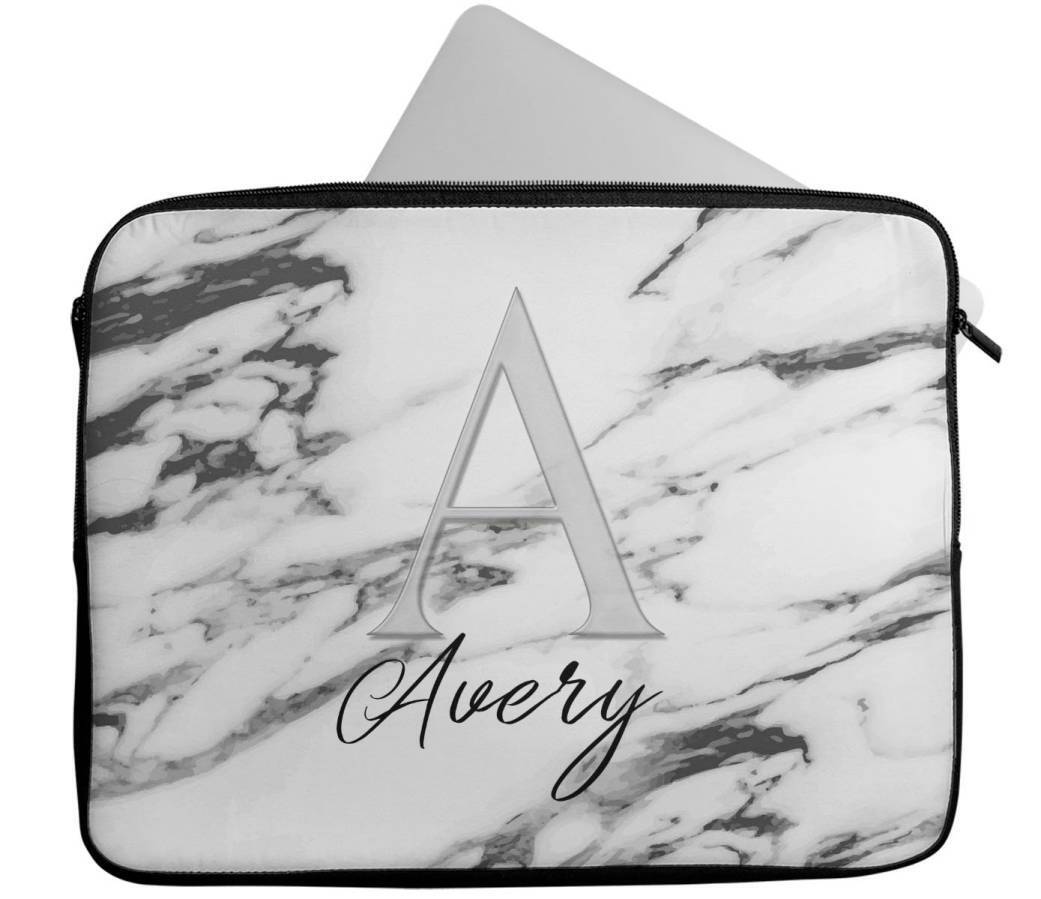 Personalised Any Name Marble Design Laptop Case Sleeve Tablet Bag 114