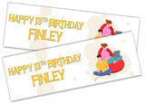 Personalised Birthday Banners Generic Design Children Kids Party Decoration 136