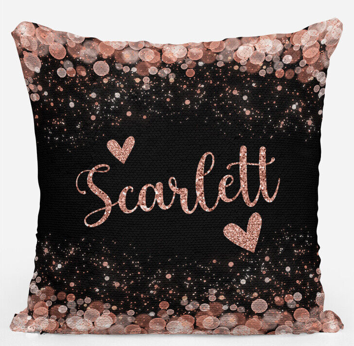 Personalised Glitter Any Name Magic Reveal Silver Sequin Cushion Cover Gift 27