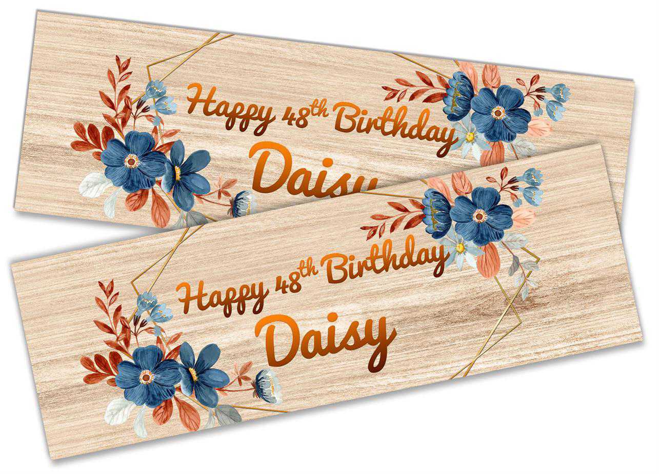 Personalised Birthday Banners Floral Design Kids adult Party Decoration 103