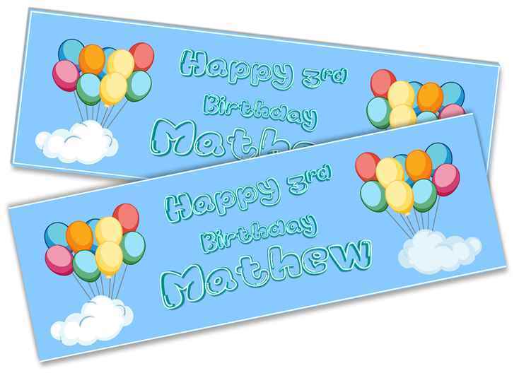 Personalised Birthday Banners Generic Design Children Kids Party Decoration 223