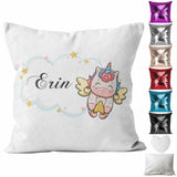 Personalised Cushion Unicorn Sequin Cushion Pillow Printed Birthday Gift 87