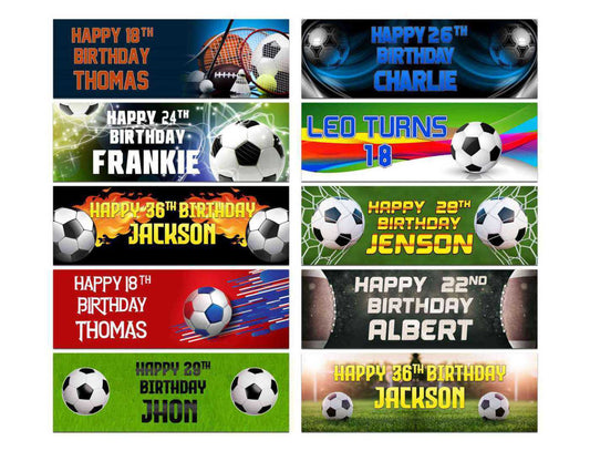 Personalised Birthday Banners Football Design Children Kids Party Decoration 124