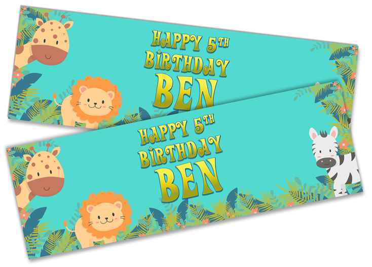 Personalised Birthday Banners Generic Design Children Kids Party Decoration 217