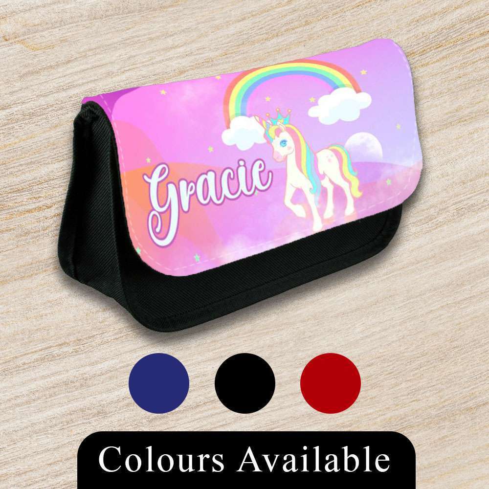 Personalised Pencil Case Unicorn Girls Boys Stationary Kids School Bag 7