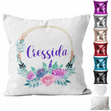 Personalised Cushion Floral Sequin Cushion Pillow Printed Birthday Gift 37