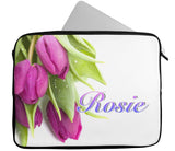 Personalised Any Name Floral Design Laptop Case Sleeve Tablet Bag 54