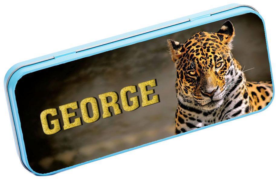 Personalised Any Name Animal Pencil Case Tin Children School Kids Stationary 8