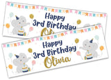 Personalised Birthday Banners Elephant Design Children Kids Party Decoration 93