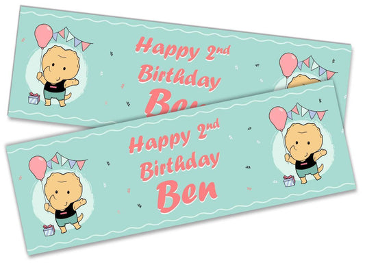 Personalised Birthday Banners Generic Design Children Kids Party Decoration 142