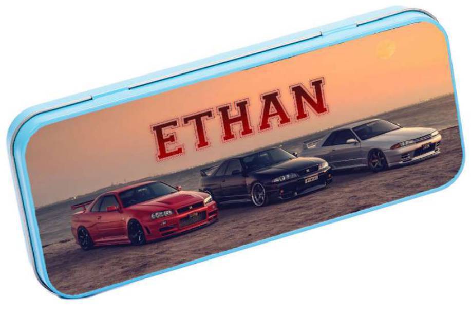 Personalised Any Name Car Pencil Case Tin Children School Kids Stationary 3