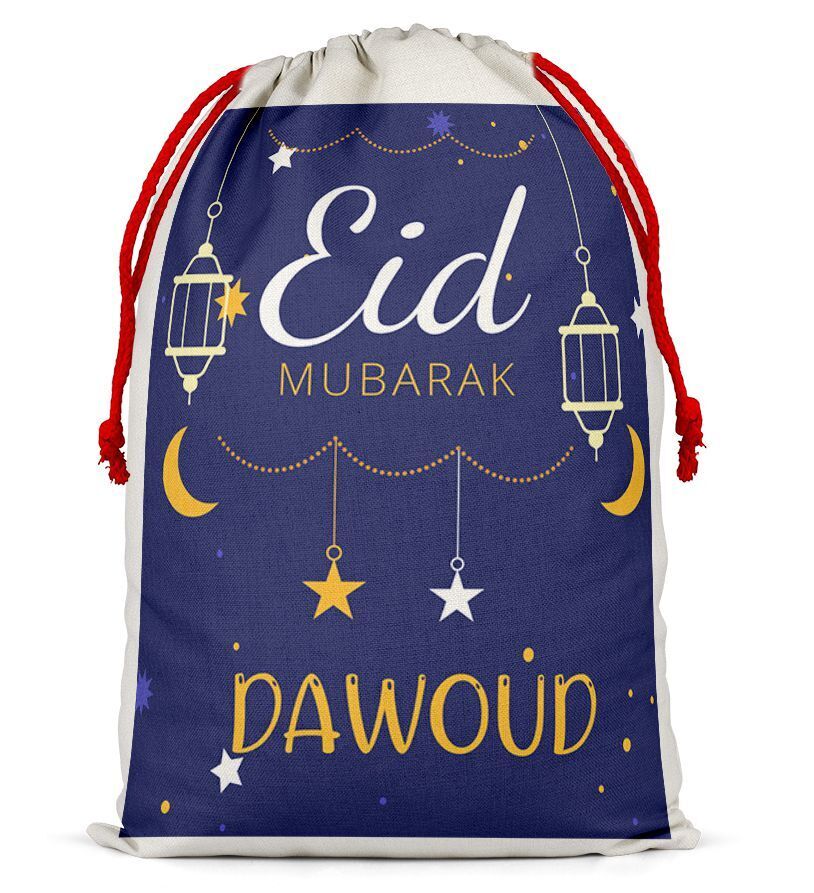 Personalised Eid Sack Bag Boy Girl eid Gift idea Stocking Bag 10