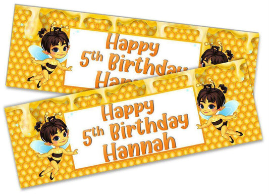 Personalised Birthday Banners Bee Design Children Kids Party Decoration 79