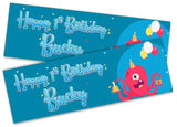 Personalised Birthday Banners Generic Design Children Kids Party Decoration 217