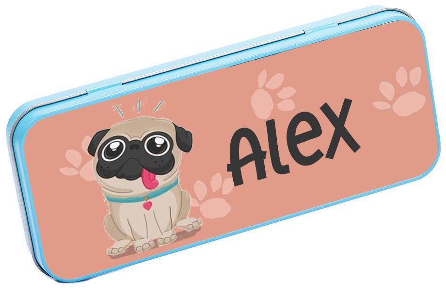 Personalised Any Name Animal Pencil Case Tin Children School Kids Stationary 16