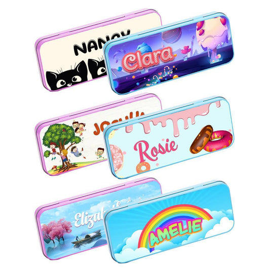 Personalised Any Name Generic Pencil Case Tin Children School Kids Stationary 18