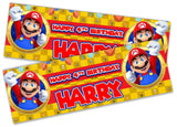 x2 Personalised Birthday Banner Super Mario Children Kids Party Decoration 10