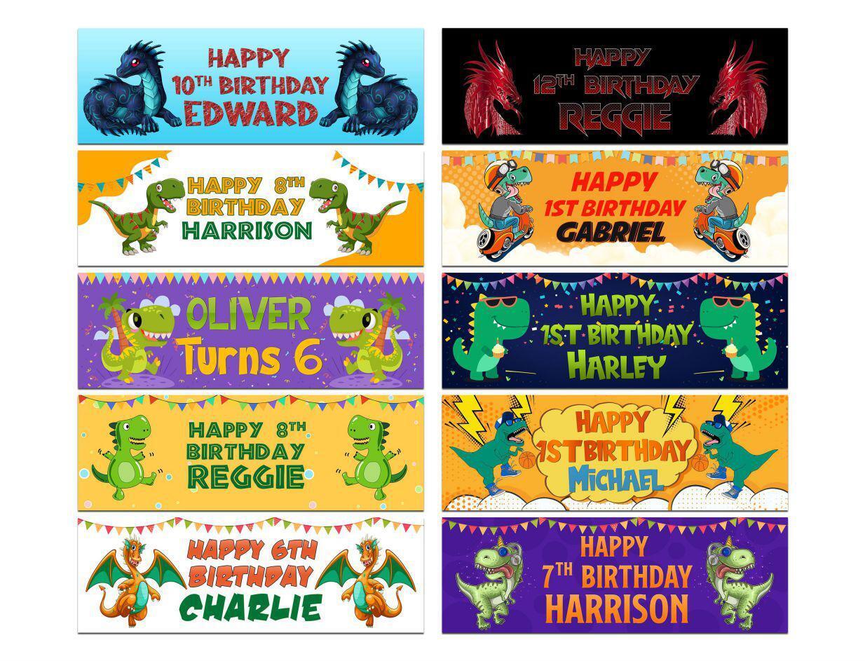 Personalised Birthday Banners Generic Design Children Kids Party Decoration 117