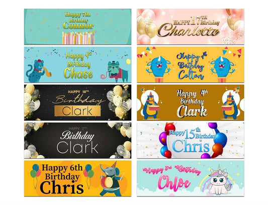 Personalised Birthday Banners Generic Design Children Kids Party Decoration 218