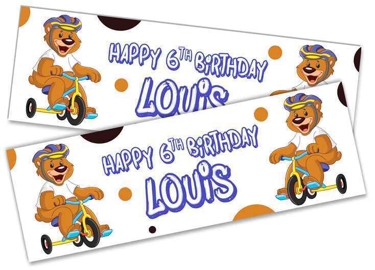 Personalised Birthday Banners Generic Design Children Kids Party Decoration 203