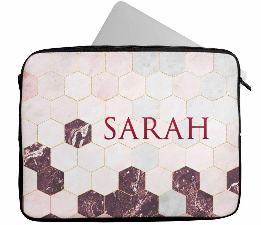 Personalised Any Name Marble Design Laptop Case Sleeve Tablet Bag 70