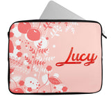 Personalised Any Name Floral Design Laptop Case Sleeve Tablet Bag 28