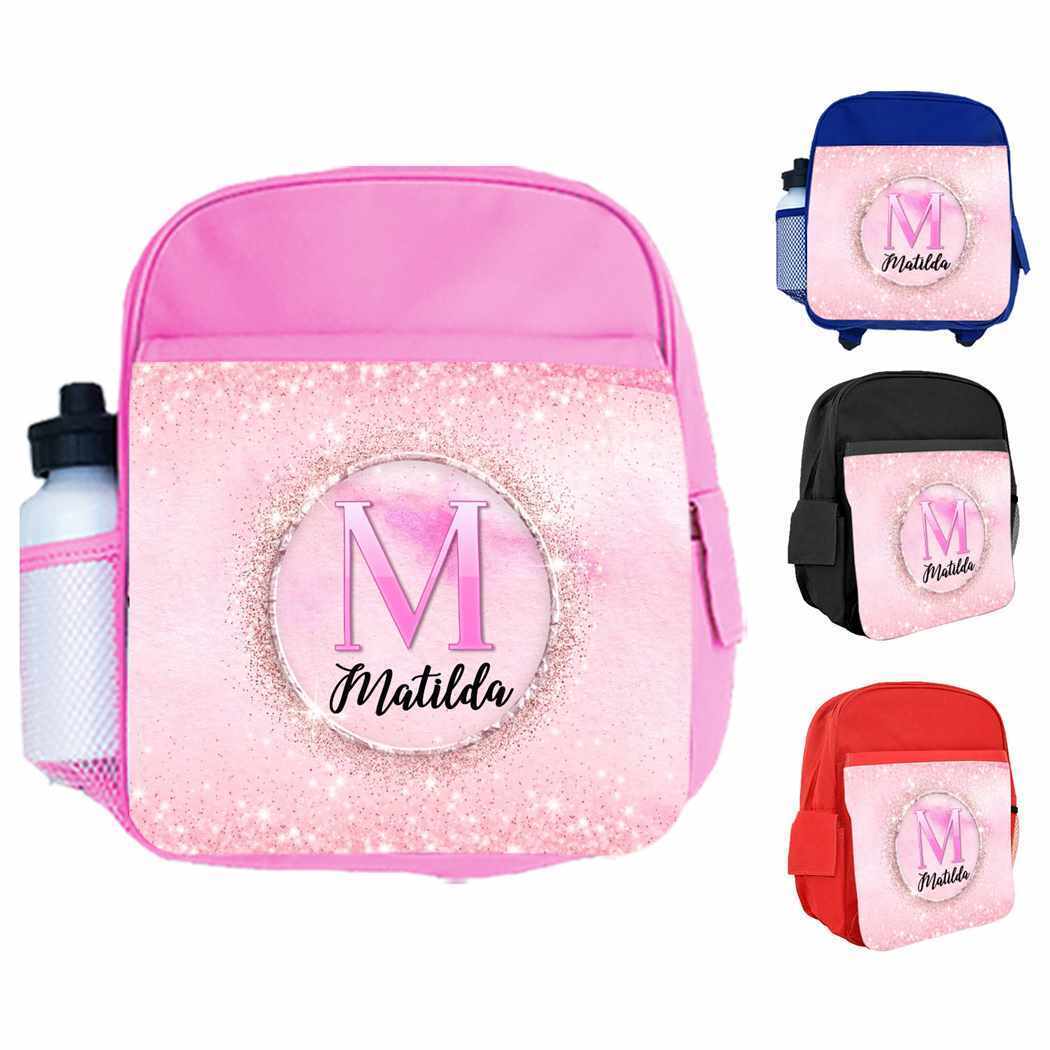 Personalised Kids Backpack Any Name Floral Design Boys Girls kid School Bag 17