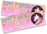 Personalised Birthday Banners Unicorn Design Children Kids Party Decoration 22