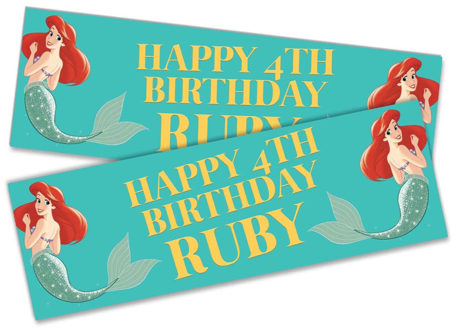 Personalised Birthday Banners Mermaid Design Children Kids Party Decoration 5