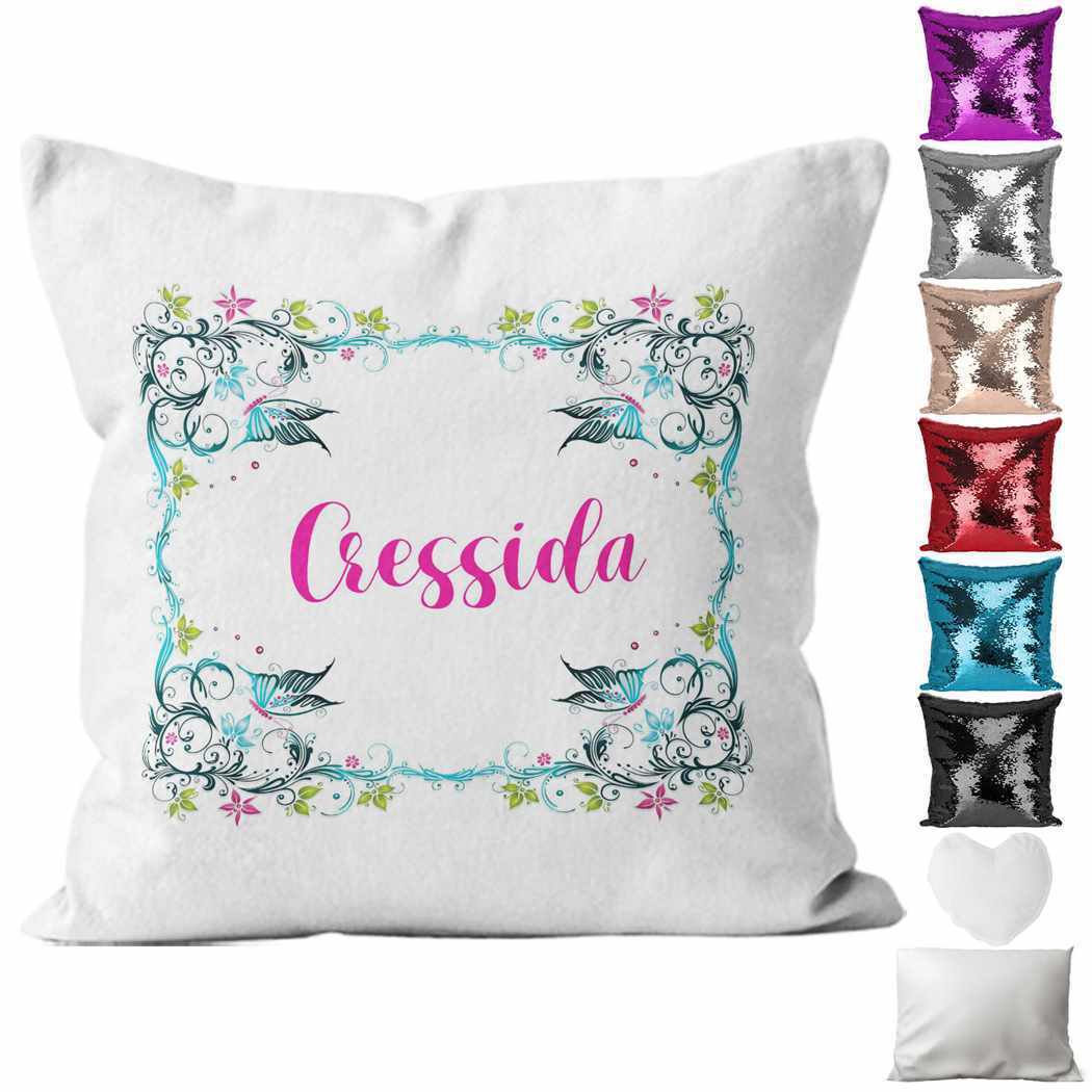 Personalised Cushion Butterfly Sequin Cushion Pillow Printed Birthday Gift 45