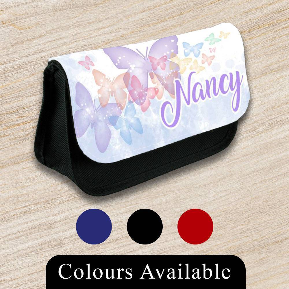Personalised Pencil Case Butterfly Girls Boys Stationary Kids School Bag 9