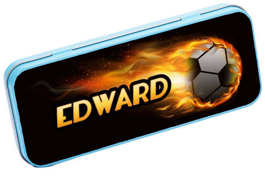 Personalised Any Name Football Pencil Case Tin Children School Kid Stationary 10