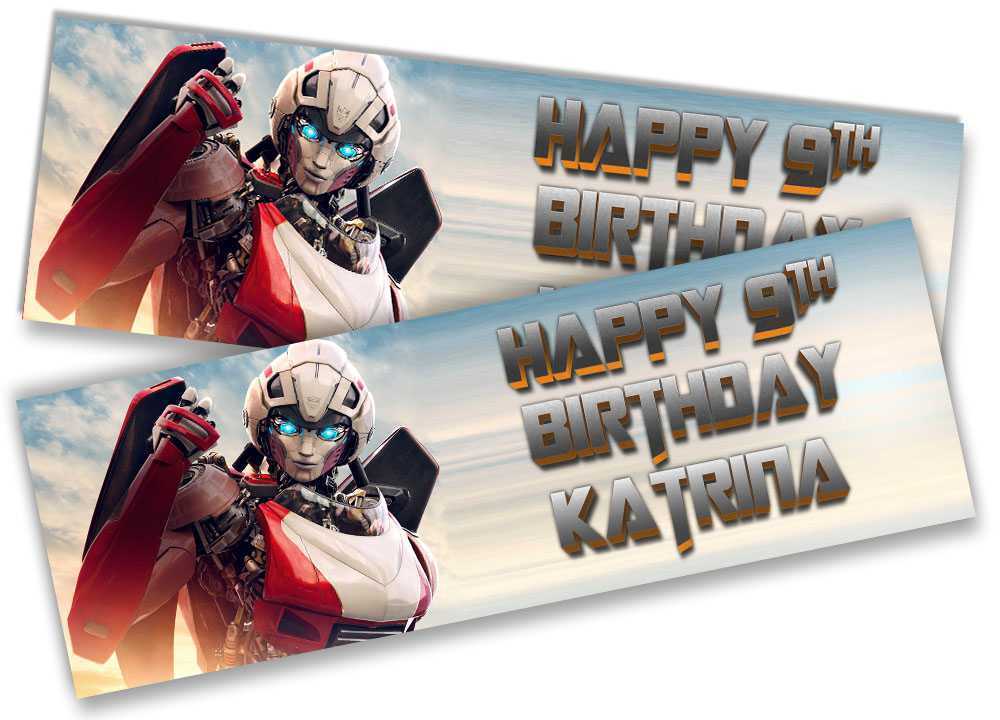 Personalised Birthday Banners Robot Design Children Kid Party Decoration 70