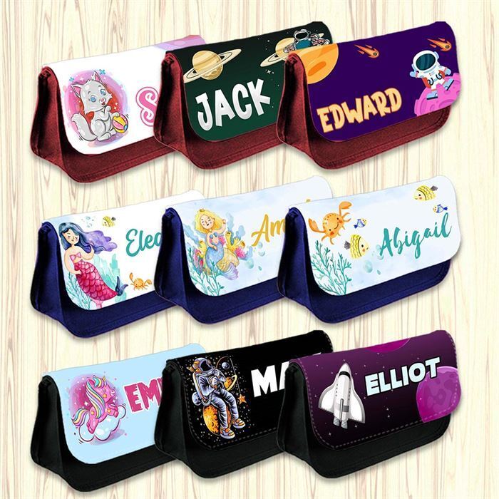 Personalised Pencil Case Generic Girls Boys Stationary Kids School Bag 46