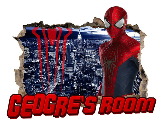 Personalised Any Name Spiderman Wall Decal 3D Sticker Vinyl Room Bedroom