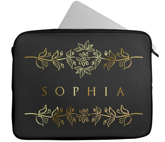 Personalised Any Name Floral Design Laptop Case Sleeve Tablet Bag Chromebook 17