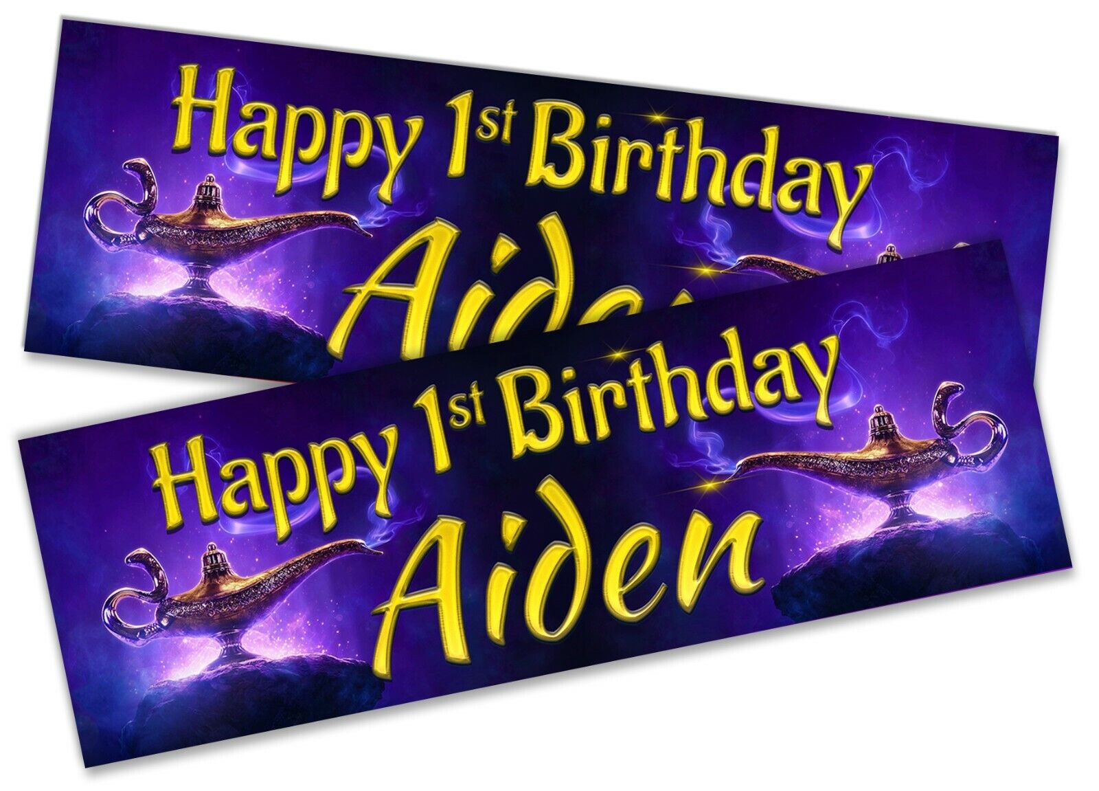 x2 Personalised Birthday Banner Aladdin Children Kids Party Decoration Poster 4