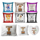 Personalised Cushion Animal Sequin Cushion Pillow Printed Birthday Gift 106