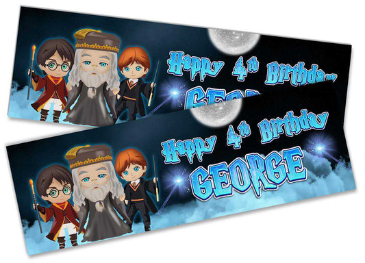 Personalised Birthday Banners Wizard Design Children Kids Party Decoration 105