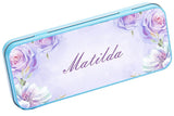 Personalised Any Name Floral Pencil Case Tin Children School Kids Stationary 13