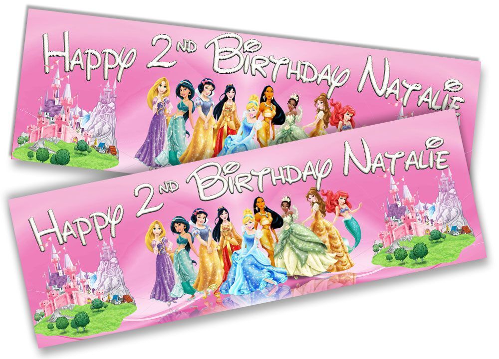 Personalised Birthday Banners Princess  Design Children Kid Party Decoration 72