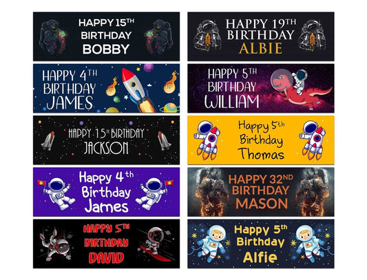 Personalised Birthday Banners Space Design Children Kids Party Decoration 156