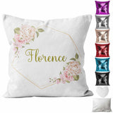 Personalised Cushion Floral Sequin Cushion Pillow Printed Birthday Gift 52